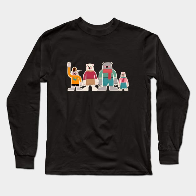 Merry Christmas Postcards - cute Christmas shirt -  Polar bear family Long Sleeve T-Shirt by Boogosh